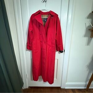 Women's Red Double-Breasted Trench Coat